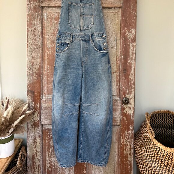 Free People Good Luck Barrel Overalls - Ultra Light Beam Small - Picture 2 of 6